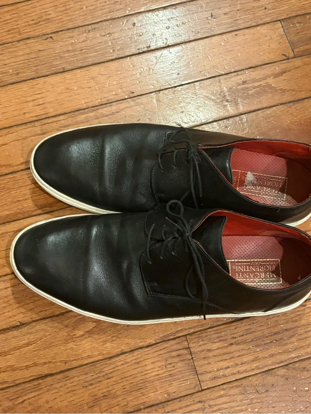 Men's MERCANTI FIORENTINI Black Leather Fashion Lace Up Sneakers Shoes 12